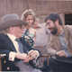 George Burns, Marcia Zwilling, and John Landis on the set of “Disaster At Buzz Creek” (photo courtesy of Marcia Zwilling)